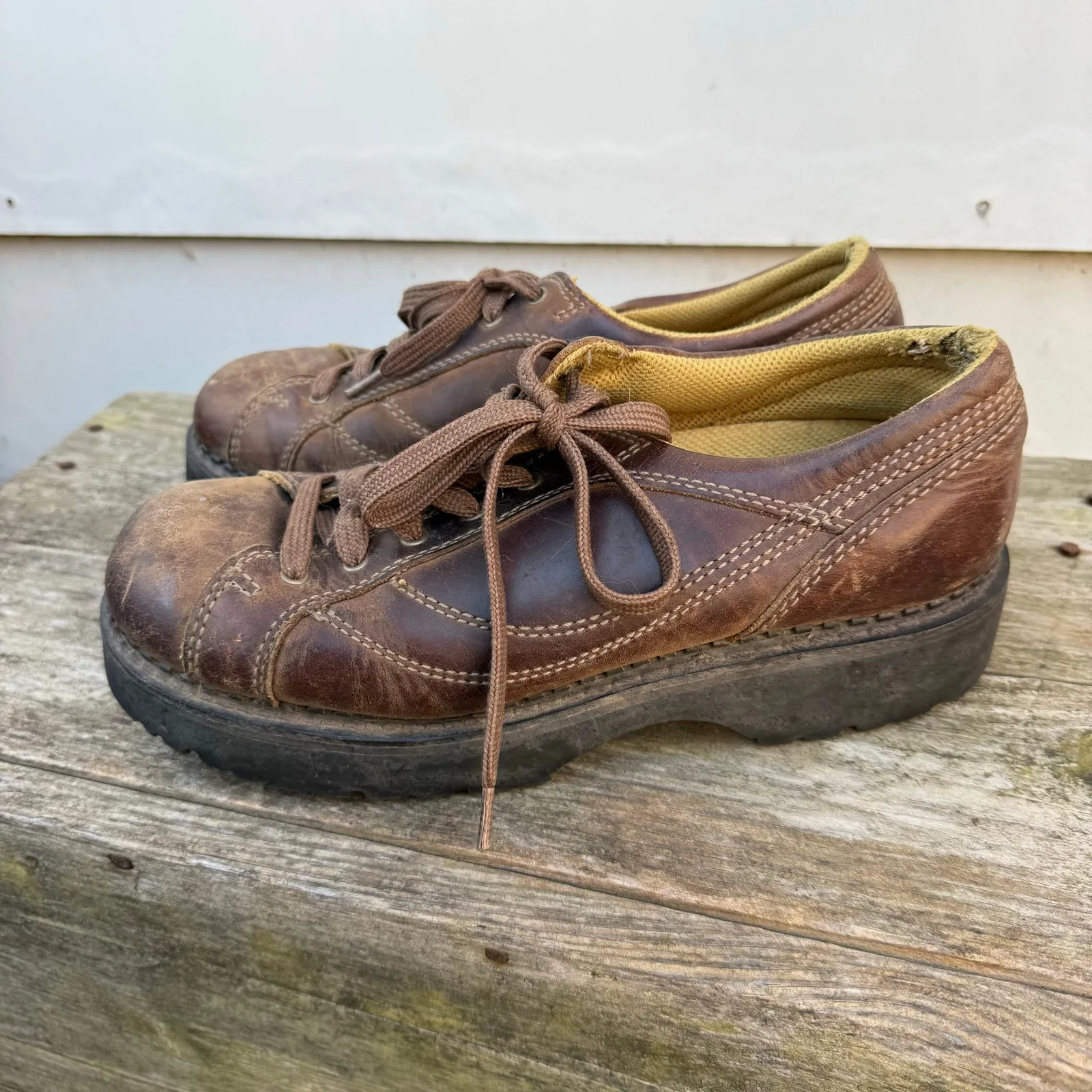 Y2K American Eagle Chunky Brown Leather Oxford Shoes US10 EU40 8101-207 - Image 4