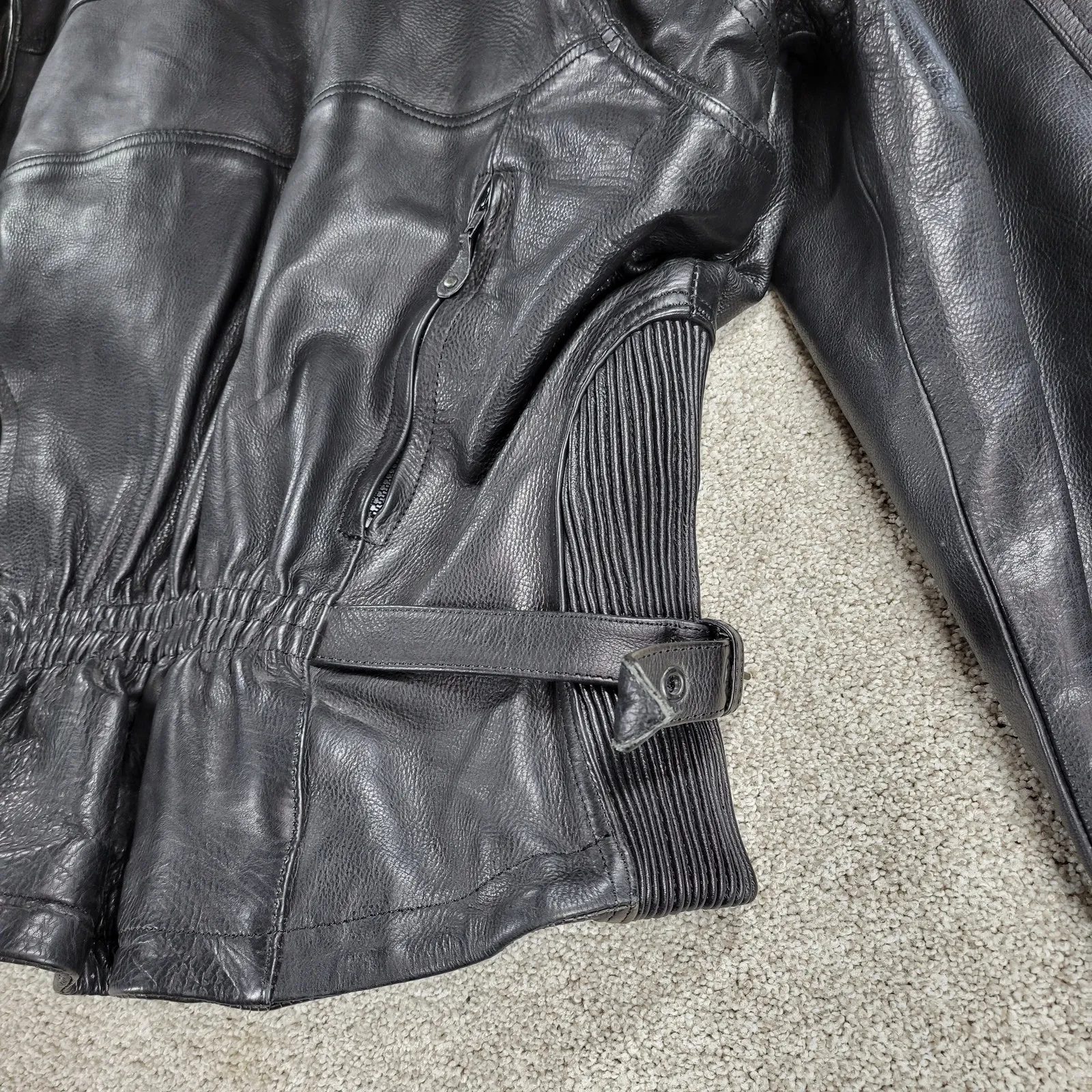 Womens Leather Motorcycle Jacket 3XL Black Vented Gusset Zip Up Biker Riding Size undefined - Image 15