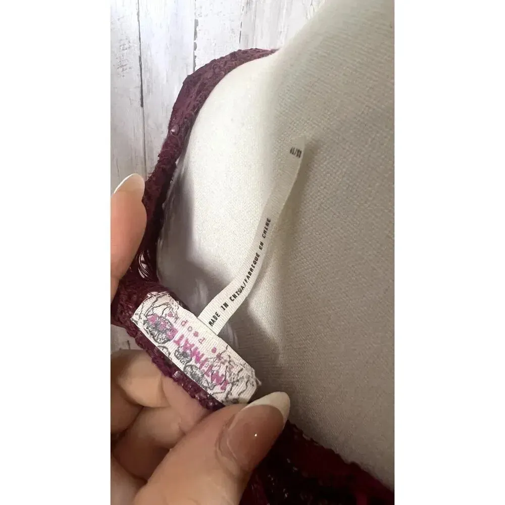 Intimately Free People Women's Extra‎ Small Peekaboo Burgundy Lace Bodycon Dress Red Size XS - Image 5