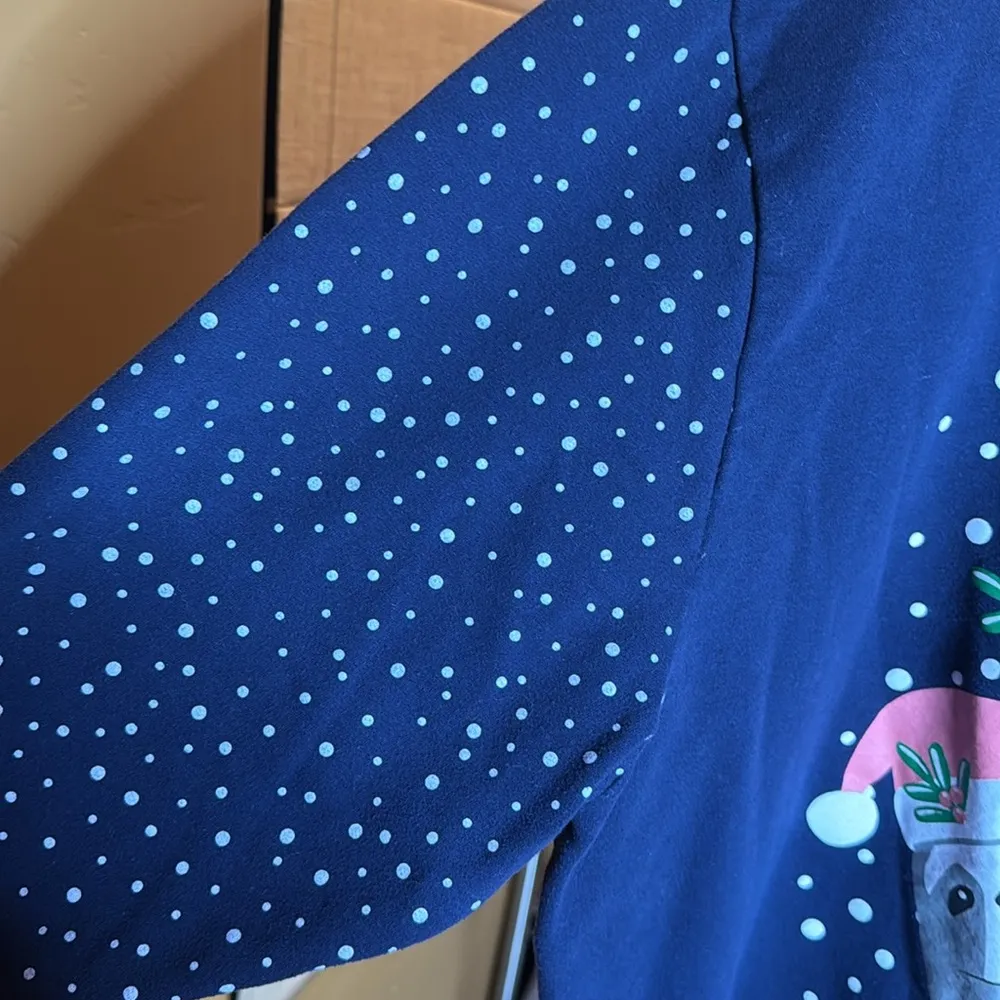 Happy Holidays Merry Slothmas Christmas Navy Blue Sweatshirt Size 2XL - Image 5