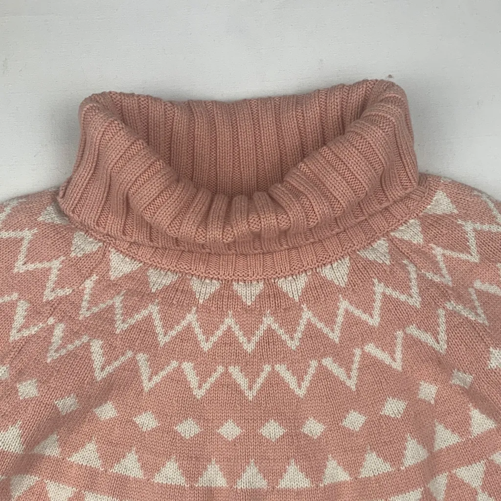 Duluth trading Co women's size XL fair isle wool Cozy Pink Turtleneck Sweater - Image 3