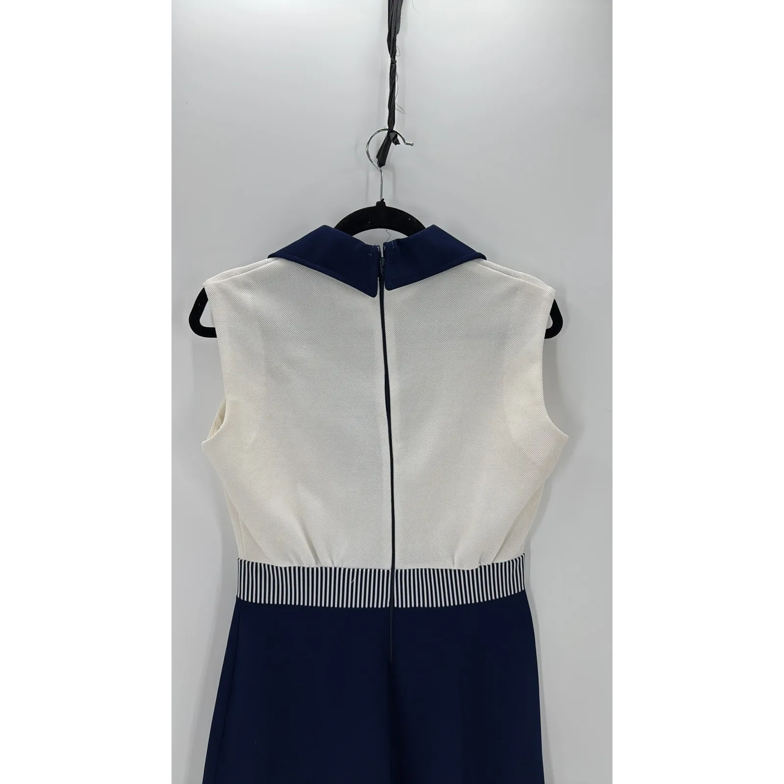 Vintage Americana blue white dress size 13/14 sleeveless shift A - Image 4