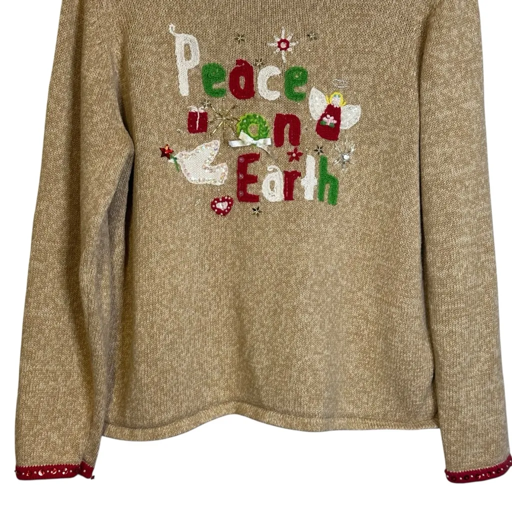 Tiara International Christmas Collection Peace On Earth Holiday Sweater Large - Image 3
