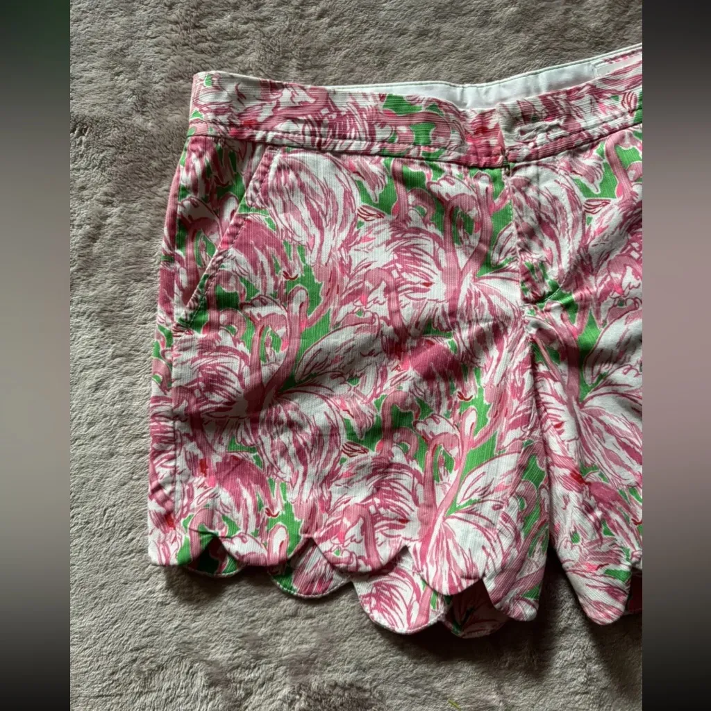 Lilly Pulitzer Women’s‎ Pink Flamingo Buttercup Scalloped Shorts Size 00 - Image 2
