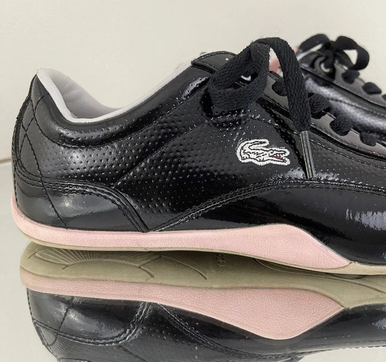 Black Pink Shua 2 Lace Leather Sneaker Shoes - Image 3