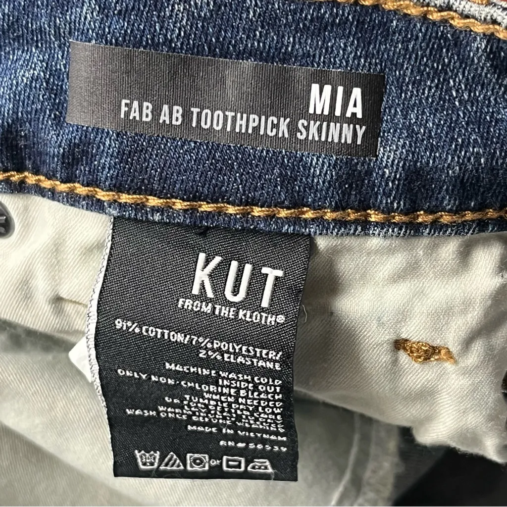 Kut From the Kloth Mia Fab Ab Toothpick Skinny Jean Women Size 10 Blue Denim NEW - Image 3