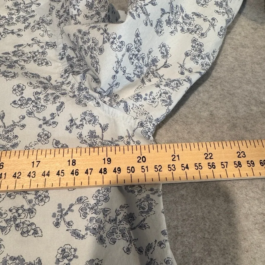 Garnet Hill Button Front Shirt Womens 12 Blue Floral Organic Cotton Feminine - Image 10