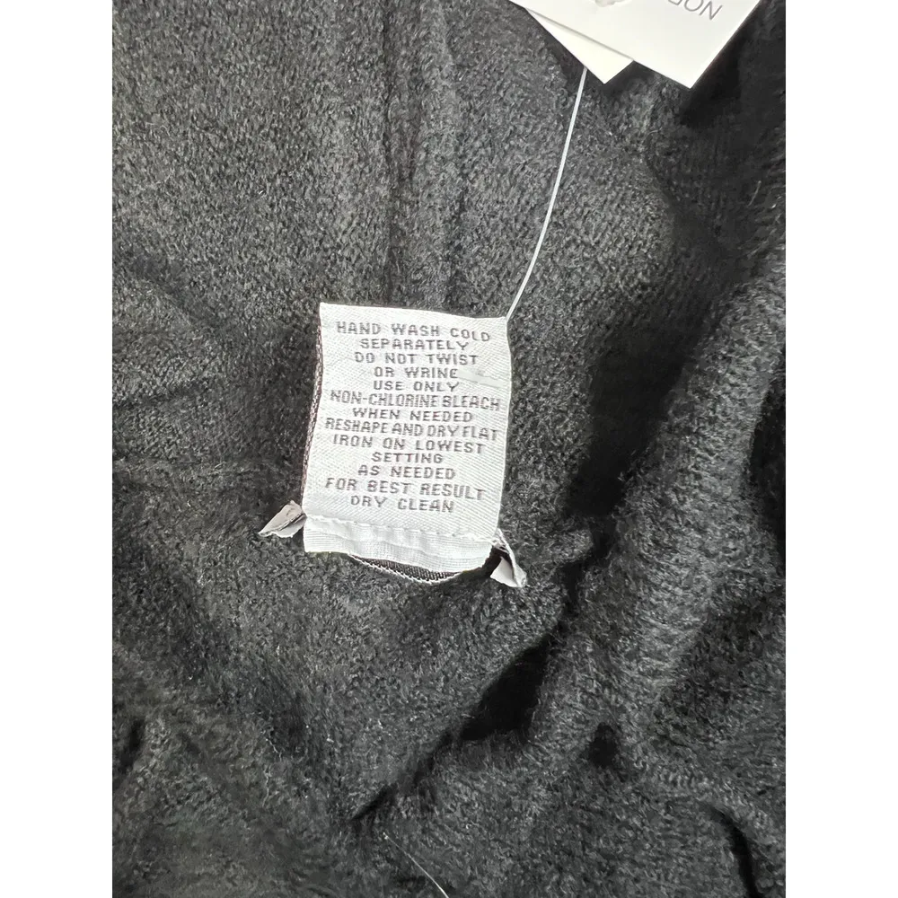 New Sweet Romeo Sweater Womens XS Ribbed Drawstring Hoodie Split High Low Black - Image 9