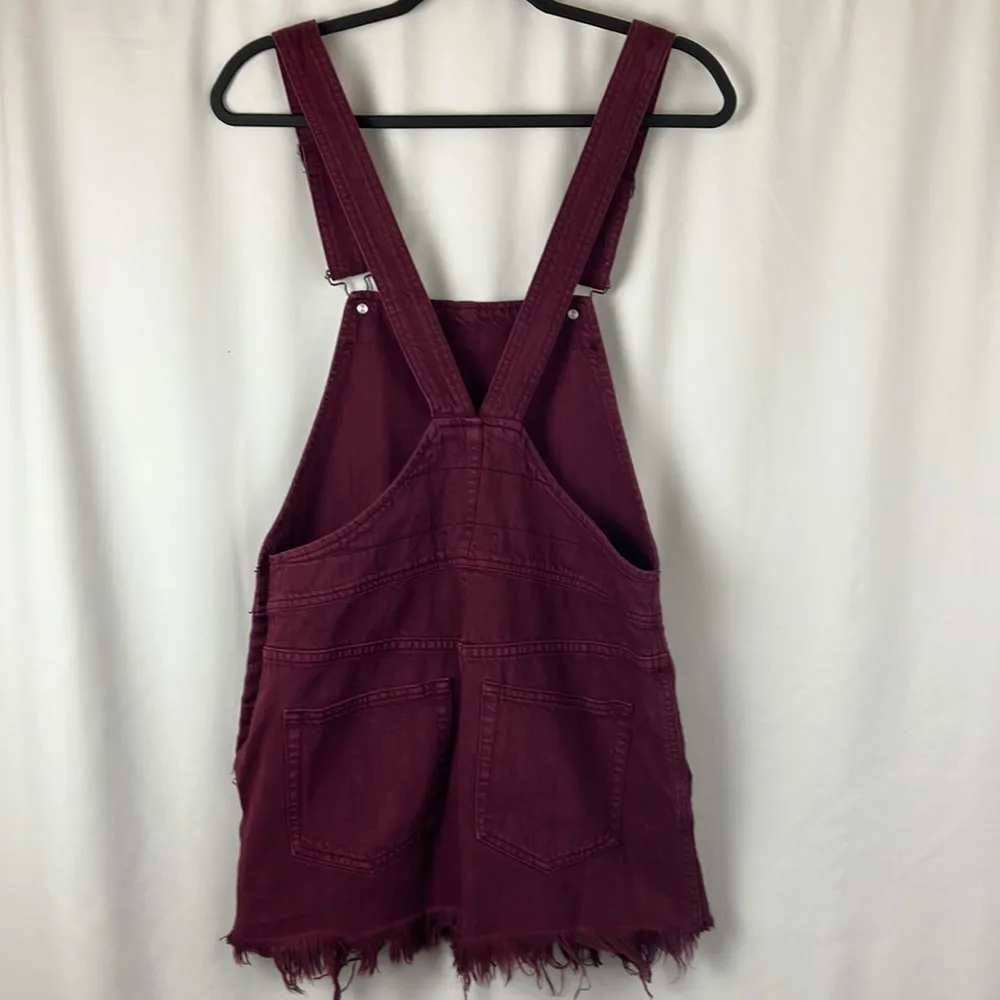Free People plum purple denim skirt overalls woman’s size 4 - Image 6