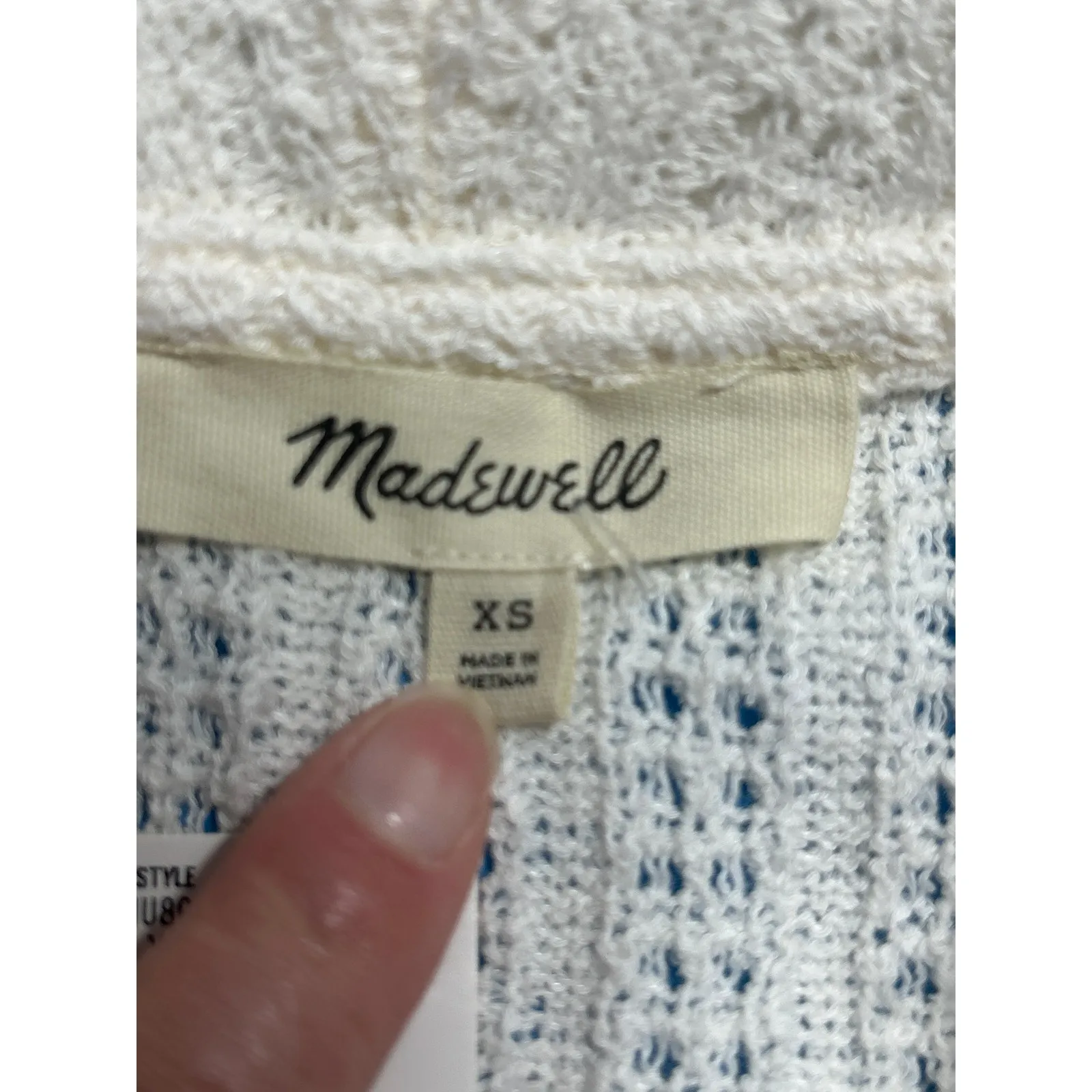 Madewell Women's Crochet Knit V-Neck Sleeveless Sweater Vest Ivory XS New - Image 8