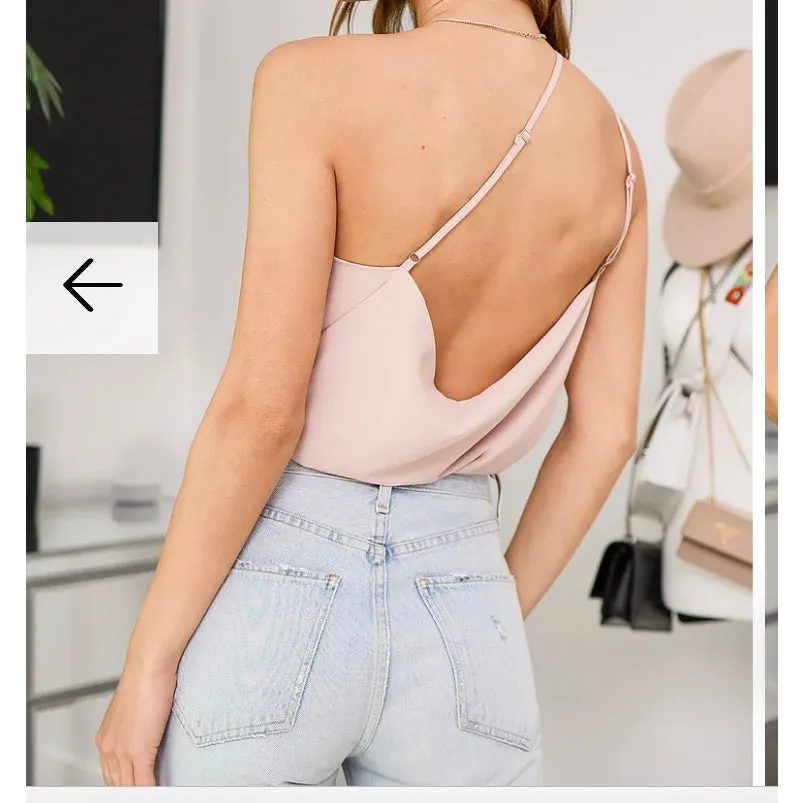 NWT Lulu’s Stylin' Babe Blush One-Shoulder Cowl Back Bodysuit Size M - Image 2