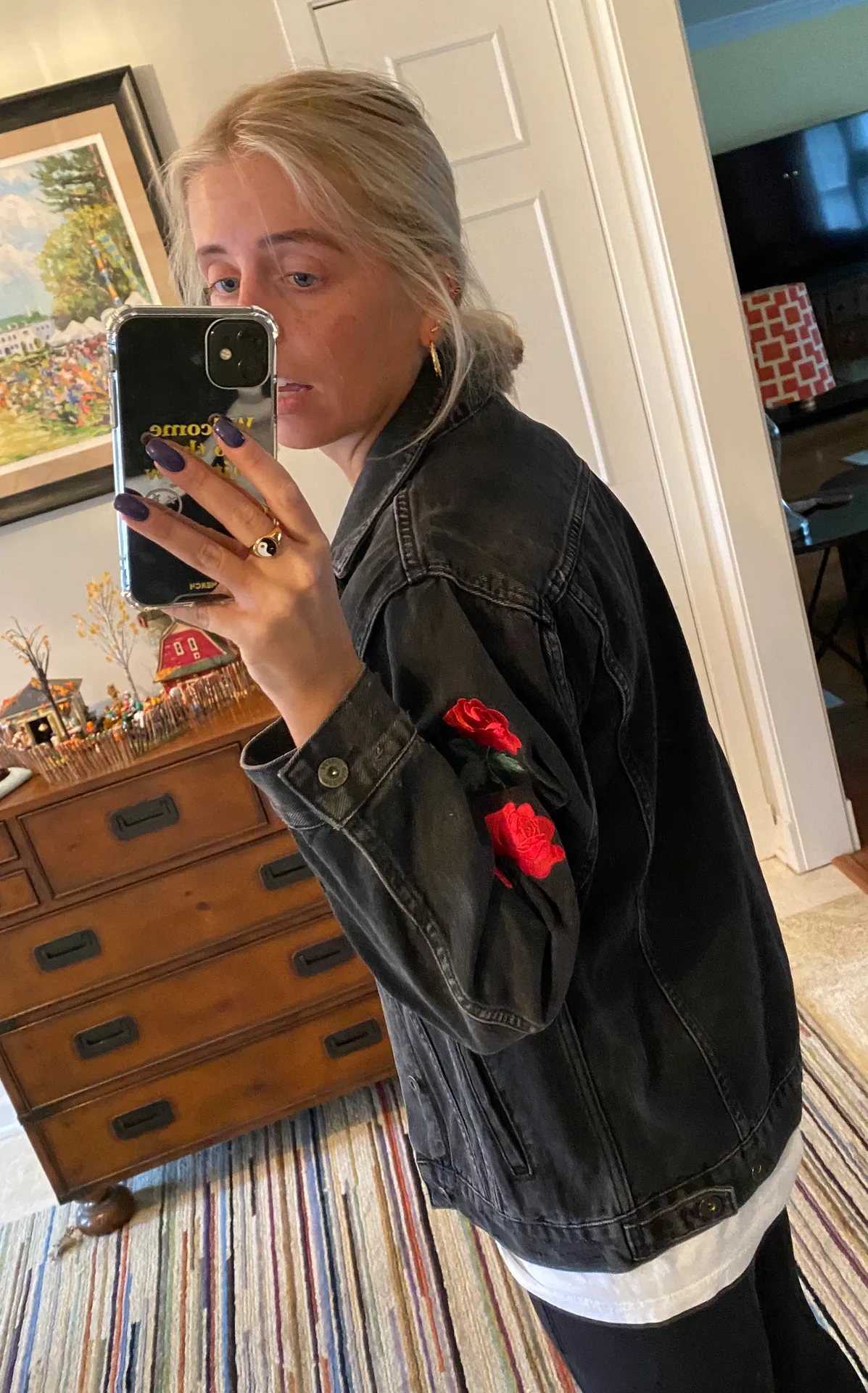 LF Roses Dark Grey Jean Jacket - Image 3