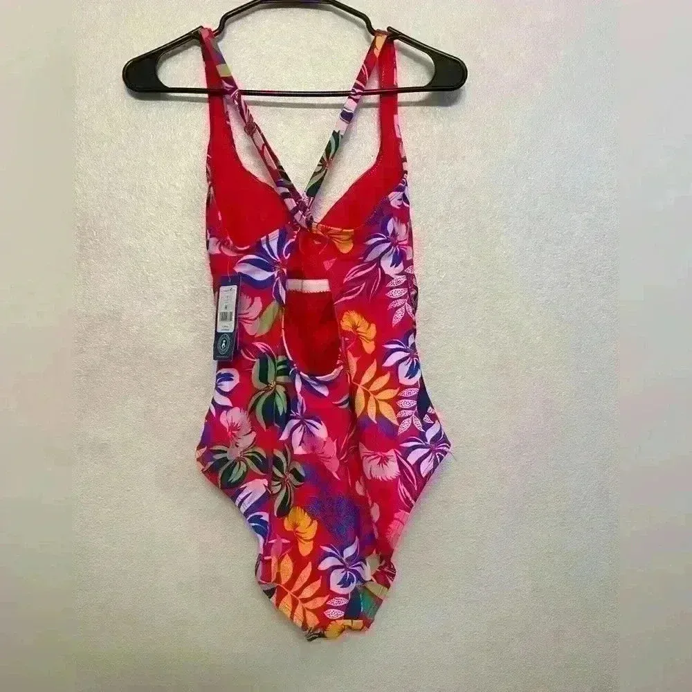 Caribbean Joe Women’s Swimsuit One-Piece Tropical‎ Print Size 14 - Image 3