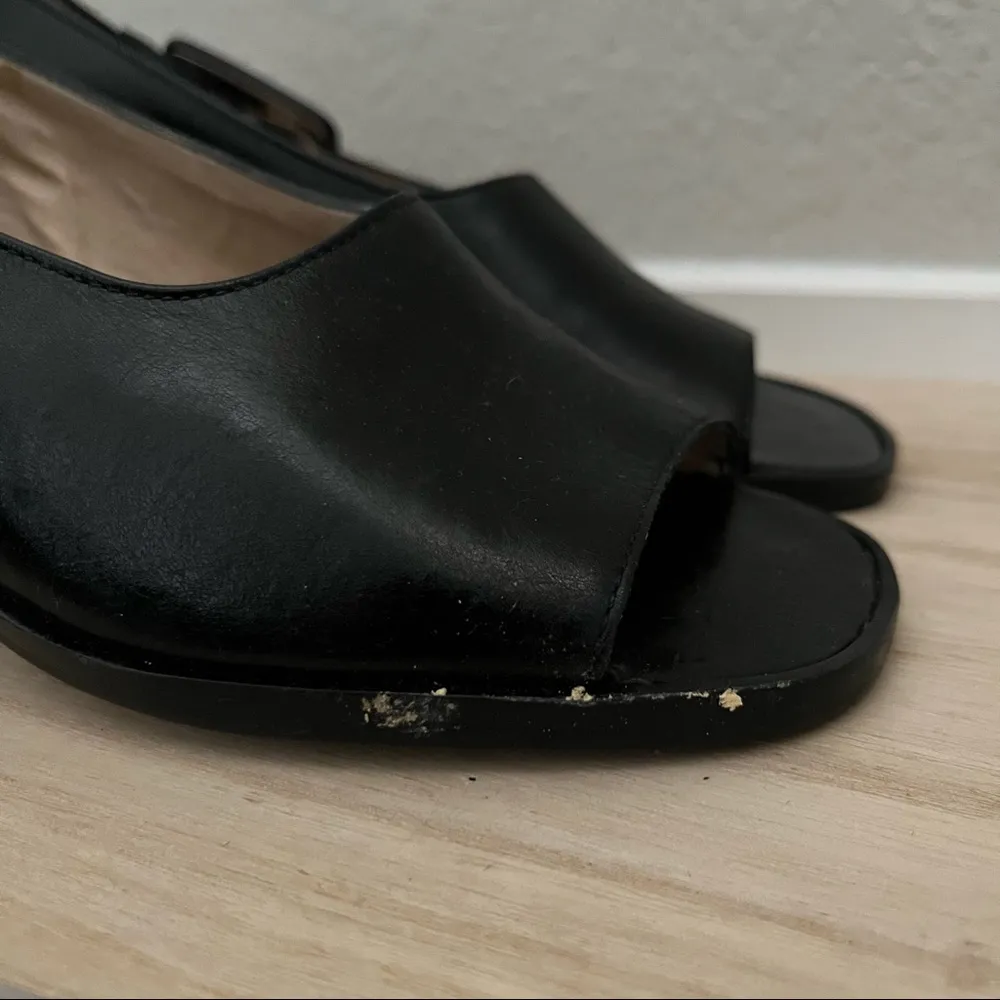 Enzo Angiolini 90s Vintage Black Open Toe Block Heel Leather Sandals 6 - Image 3