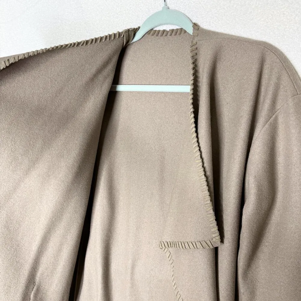 AllSaints Paxx Italian Wool Wrap Waterfall Trench Coat Dune Small Winter Jacket - Image 6