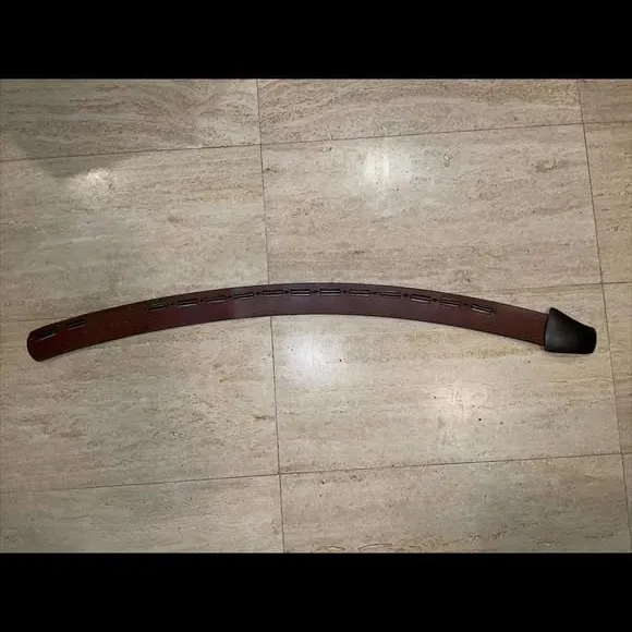 Rare Ana Maria Aguirre Copper/brass Tube & Buckle Leather Belt‎ Brown - Image 4