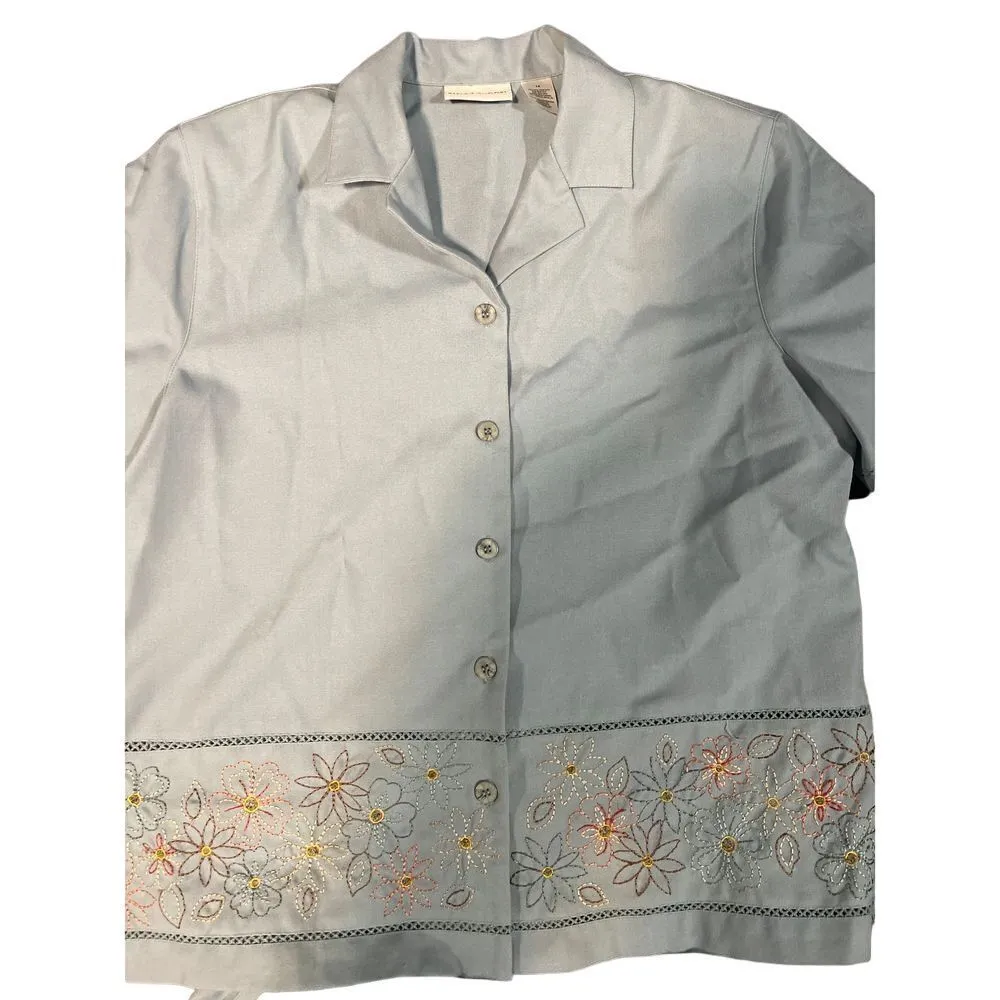 Alfred Dunner Floral Embroidered Two-Piece Set Elegant Summer Outfit size 14 C-1 - Image 2