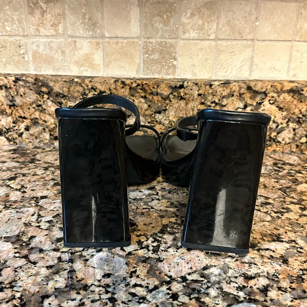 Jeffrey‎ Campbell Hustler Platform Sandal Patent Black Leather Women Size 11 - Image 6