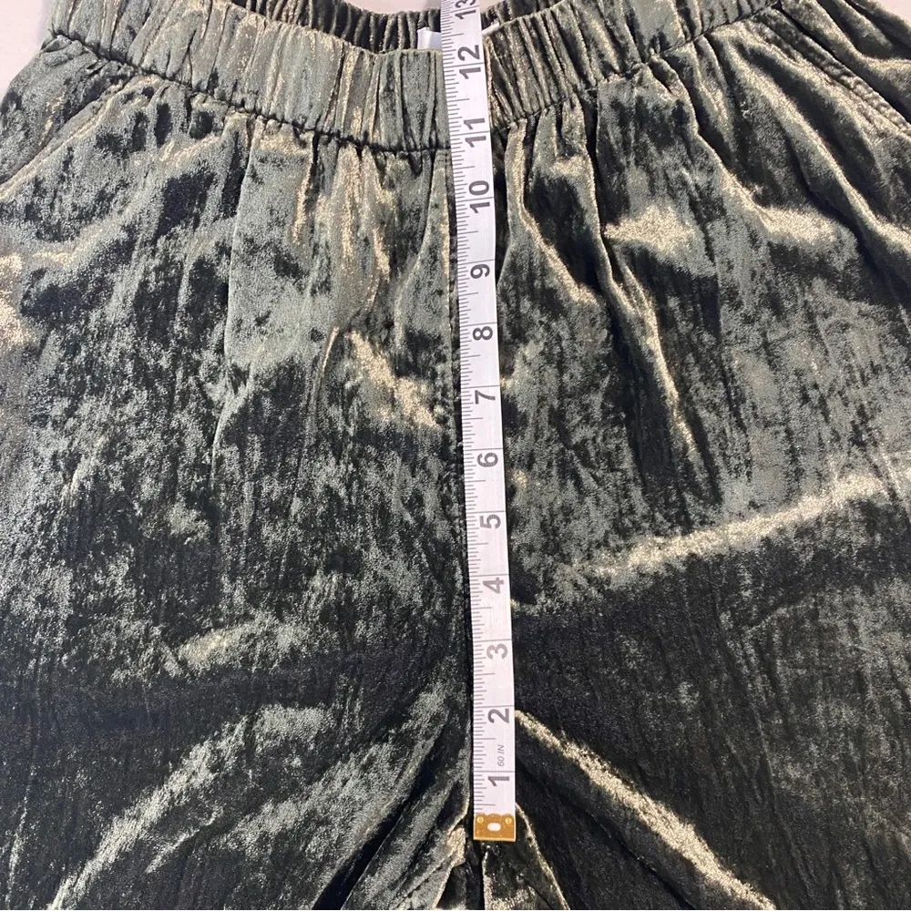 Anthropologie ETT:TWA Olive Green Kinley Crushed Velvet Cropped Trouser Pants XS - Image 10