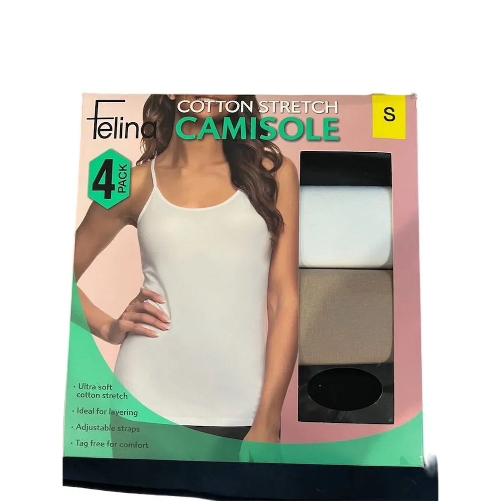 Felina Women's Multicolor Cotton Stretch Camisole 4 Pack Size S - Image 4