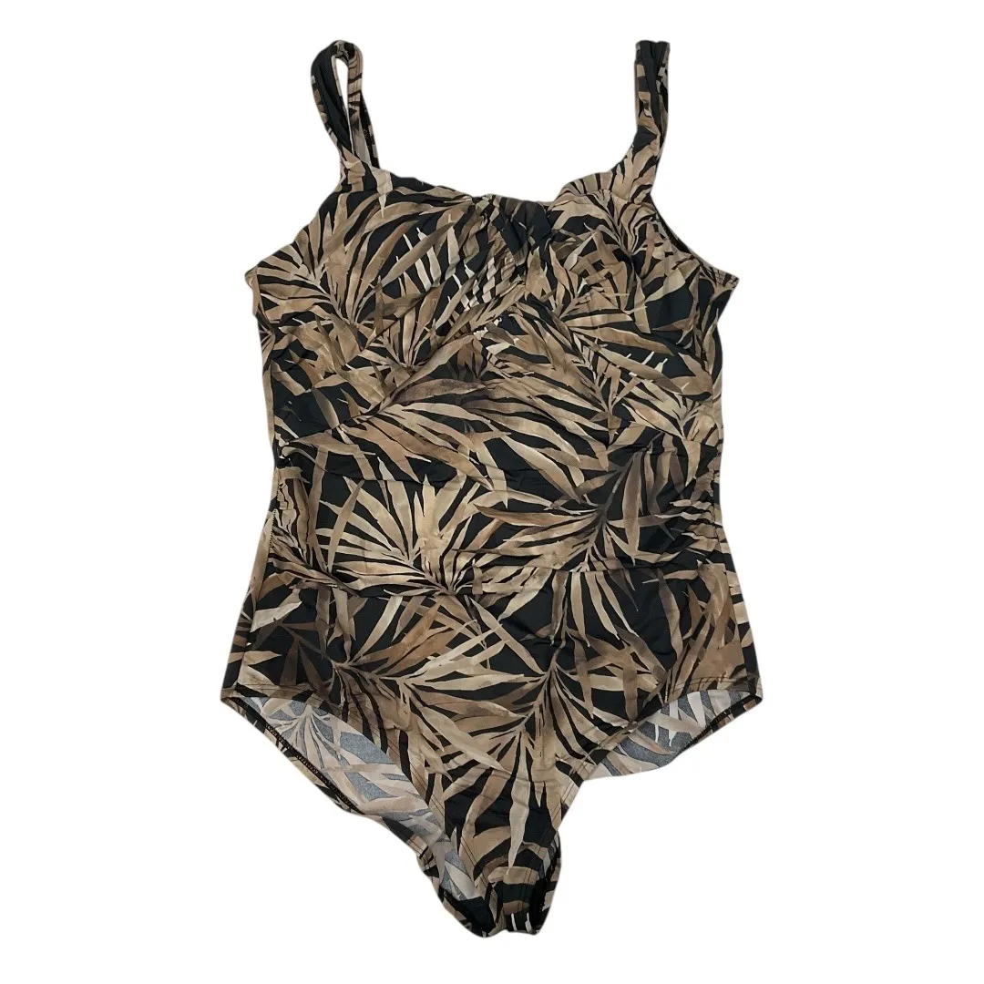 Land's End Tropical Palm‎ Print One Piece Swimsuit Size 16 Ruched Front - Image 2