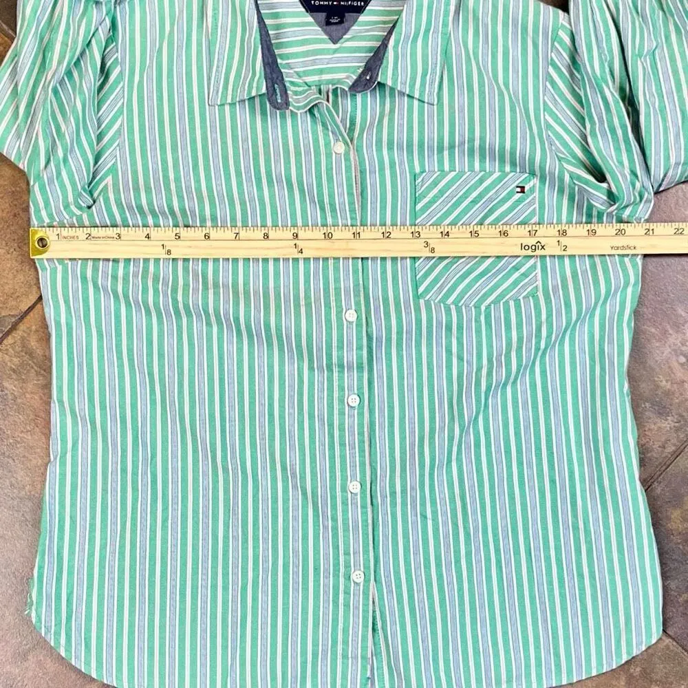Tommy Hilfiger Striped Button Down Blouse Large - Image 8