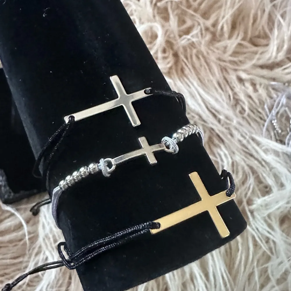 Cross Braided Bracelet Trio Perfect Stocking Stuffer Black - Image 3
