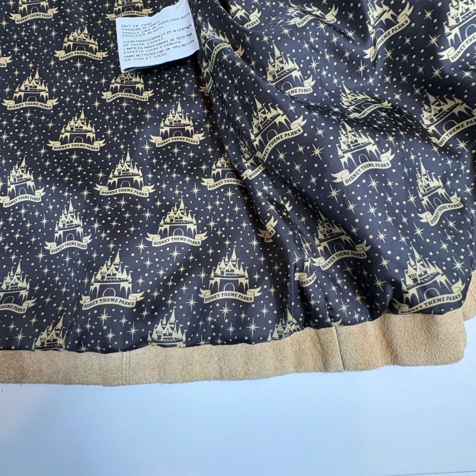 Vintage‎ 90s Disney Theme Parks Mickey Mouse Suede Jacket Tan L - Image 16