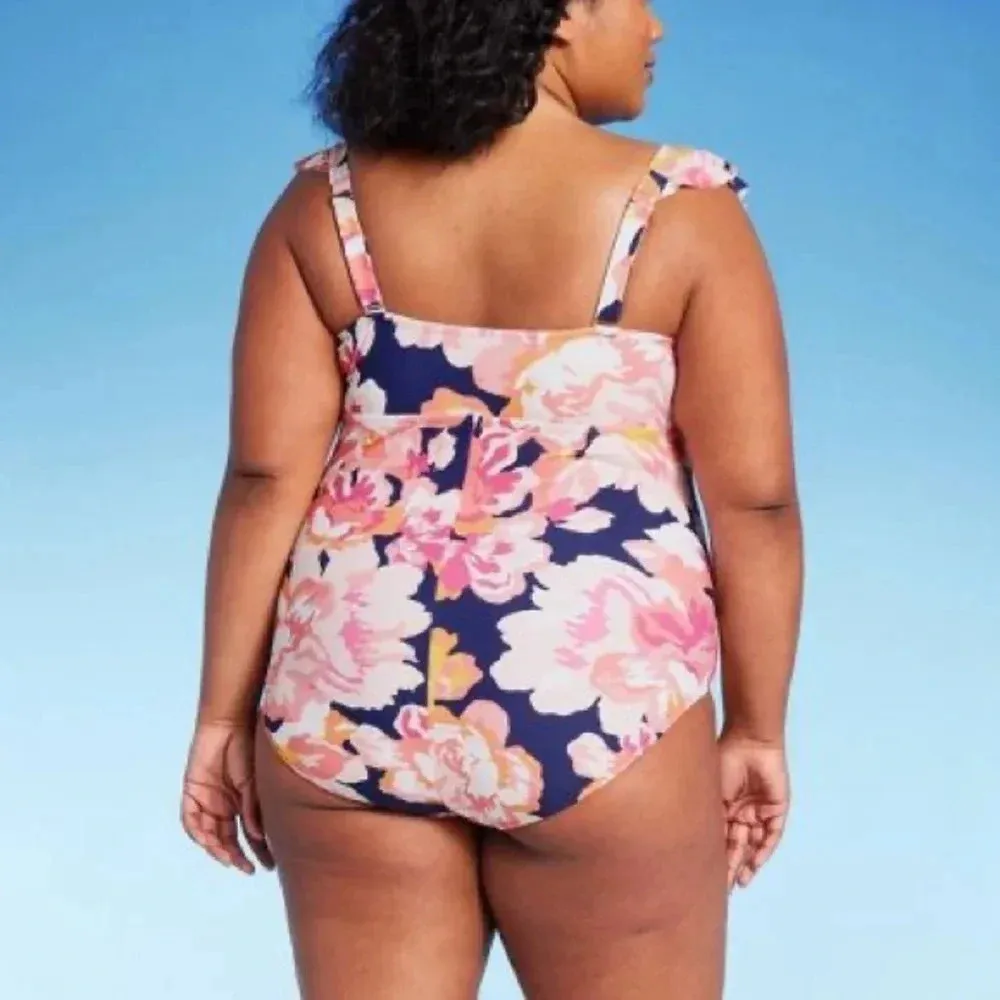 Kona Sol™ Full Coverage Floral Print Ruffle Sleeve One Piece Swimsuit - Size 20 - Image 2