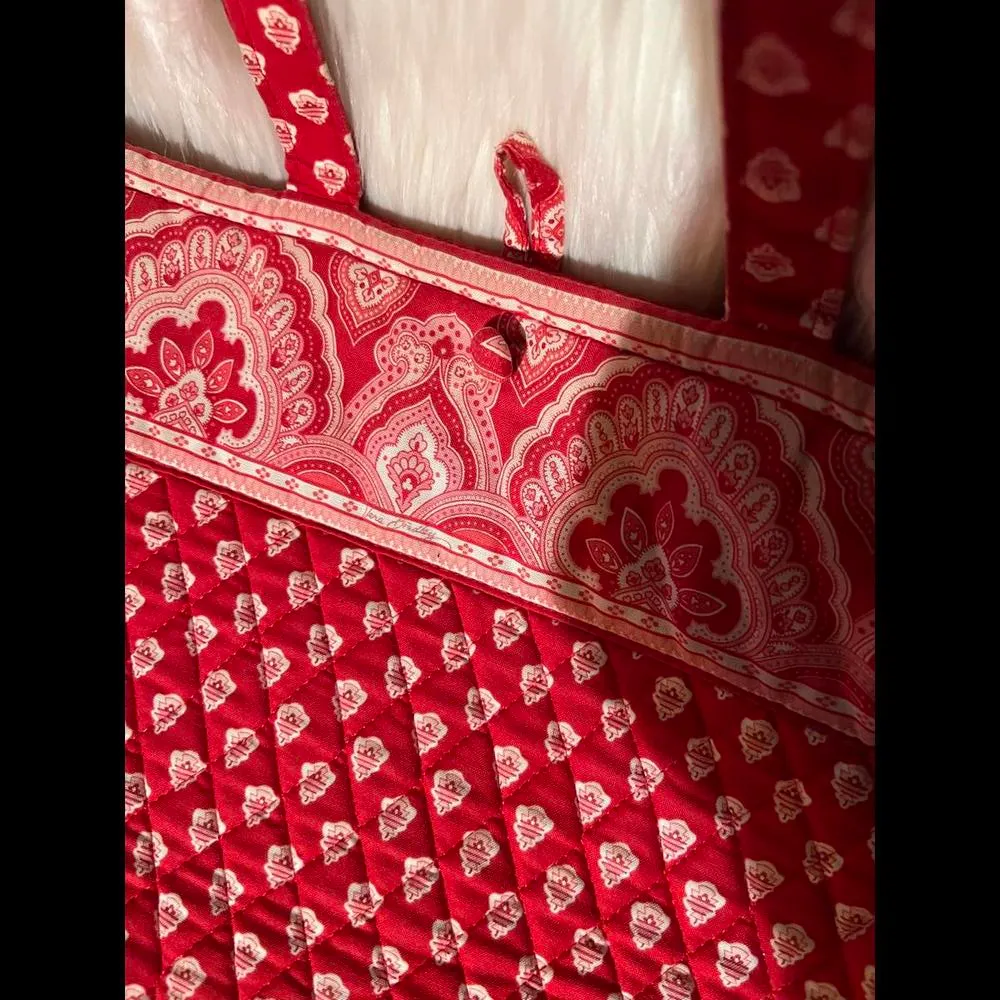 Vera Bradley Chic Red Quilted Tote Bag - Image 3