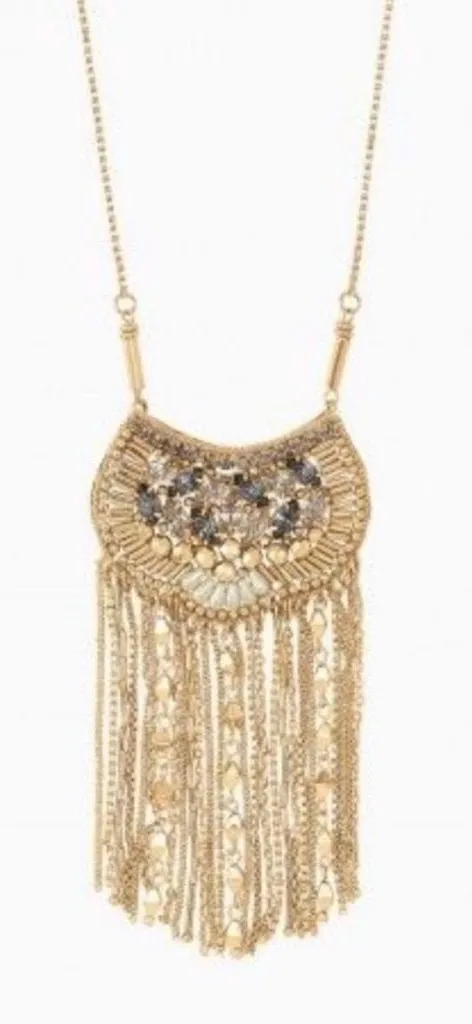 Stella & Dot Analena Pendant Sparkle Fringe Necklace – Gold Adjustable - Image 1