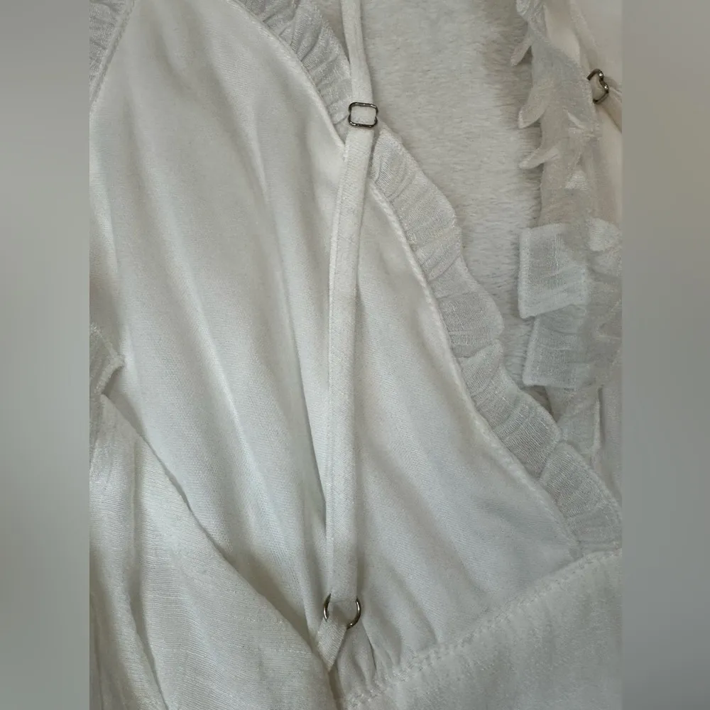 Aakaa White Ruffled Tiered Mini Dress Size M - Image 11