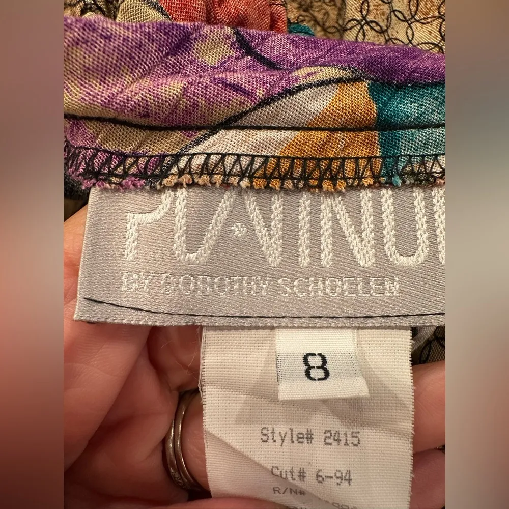 EUC PLATINUM by Dorothy Schoelen Vibrant Red and Orange high waist Maxi Skirt. Size 8 - Image 6