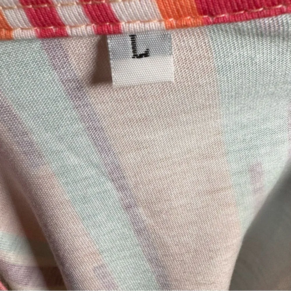 Boutique colorful stripe ruffle sleeve top size large NWOT Orange - Image 5