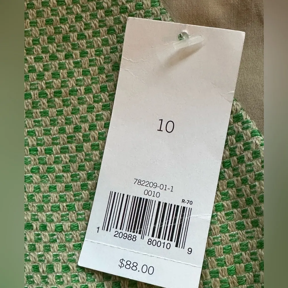 Banana Republic NWT Green Cream Tiny Checkered Sleeveless Peplum Tank.Sz 10. - Image 8