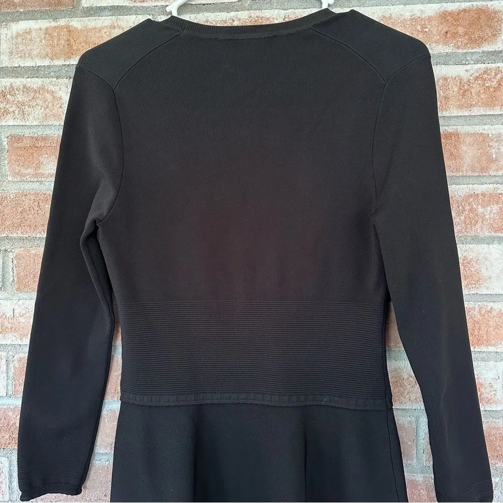 L. K. Bennett Denicia Fit Flare Knee Length Dress Womens Small Long Sleeve Black - Image 9