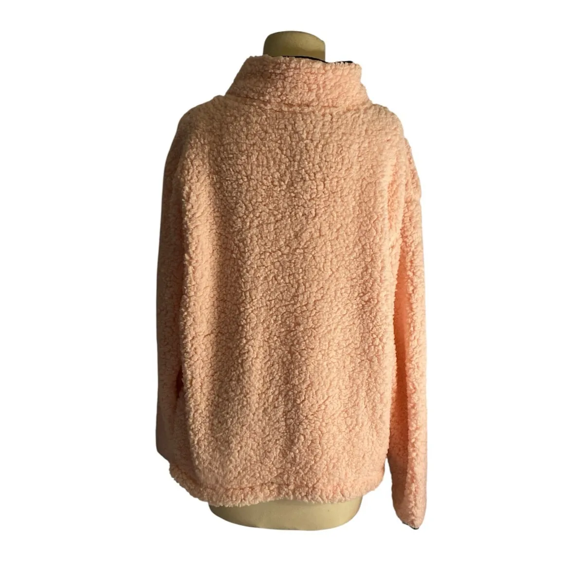 Cozy Soft Peach Sherpa Quarter Zip Pullover No Boundaries Women’s XL - Image 5