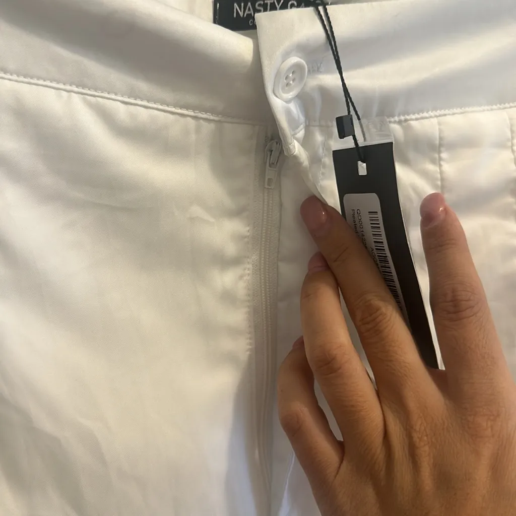 Nasty Gal Crisp White Trousers High Waist Pants Size 6 Wide Leg - Image 7