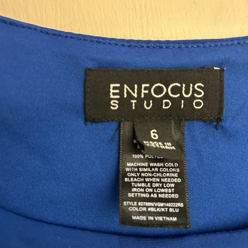 Dress Enfocus Studio Blue and Black Sheath Dress Sleeveless Crew Neck size 6 - Image 8