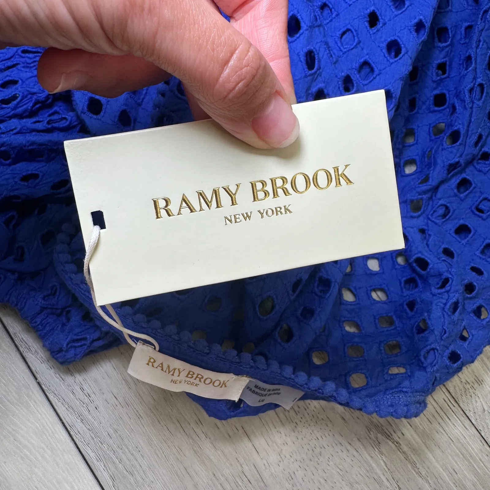 Ramy Brook cotton tie front Caya mini dress swim baithingsuit coverup blue large - Image 8