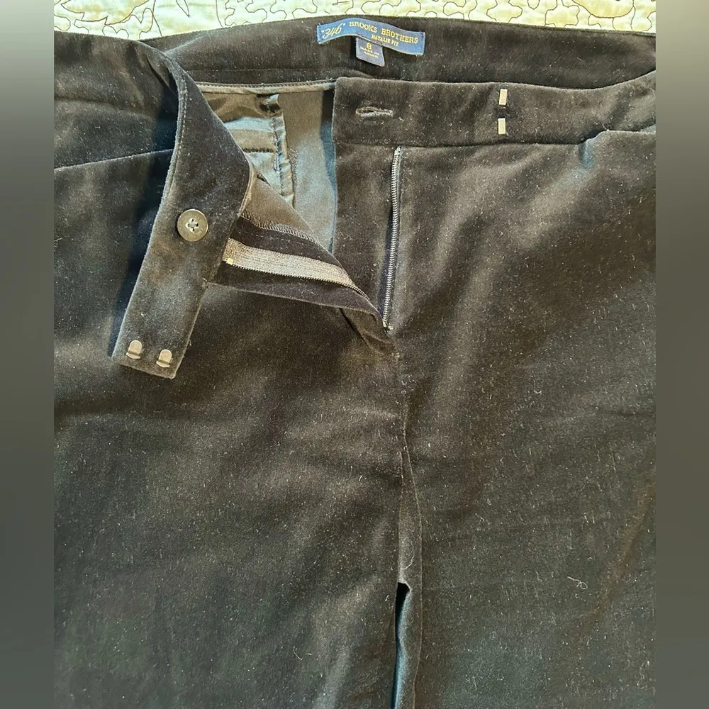 BROOKS BROTHERS 346 Natalie Fit Women’s Black Velvet Straight Leg Slacks Sz 8 - Image 6