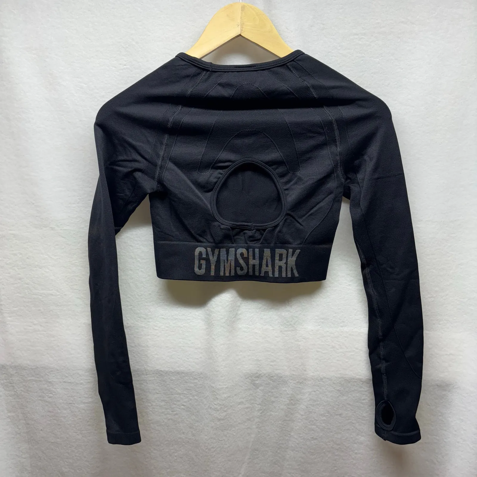 Gymshark Black Long Sleeve Crop Top‎ - Size Small - Image 7