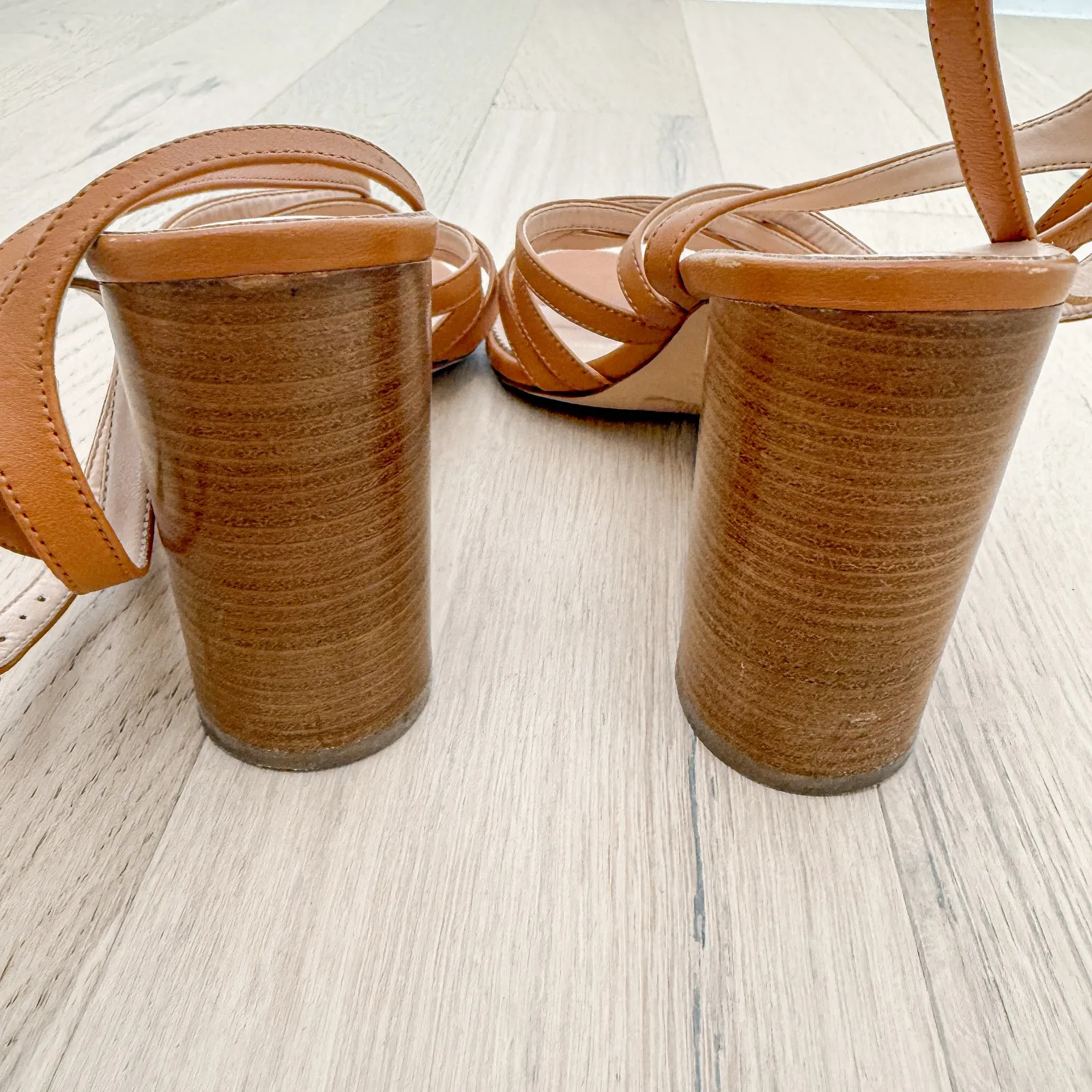 J. Crew Stella‎ Leather Strappy Heeled Sandal Brown Womens Size 11 - Image 6