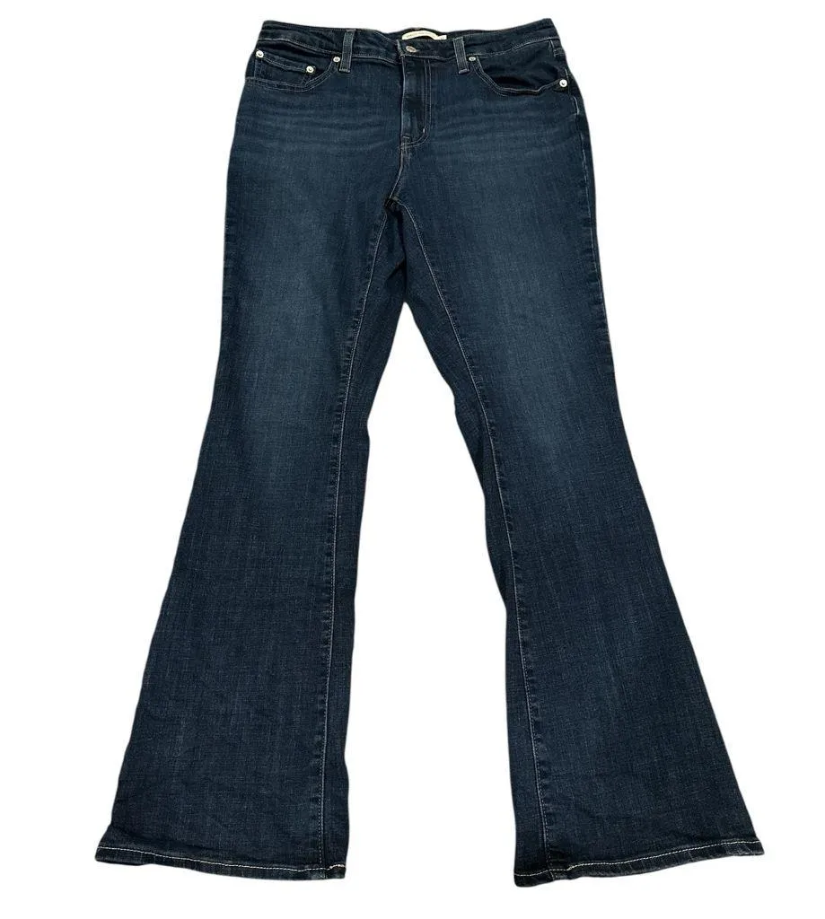 Levi's 725 HIGH RISE BOOTCUT Blue Denim Flare Wide Leg Jeans Pants 32 - Image 4