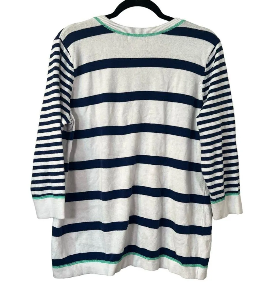 Caribbean Joe Navy White Stripe Long Sleeve Nautical Shirt Size 1X - Image 4