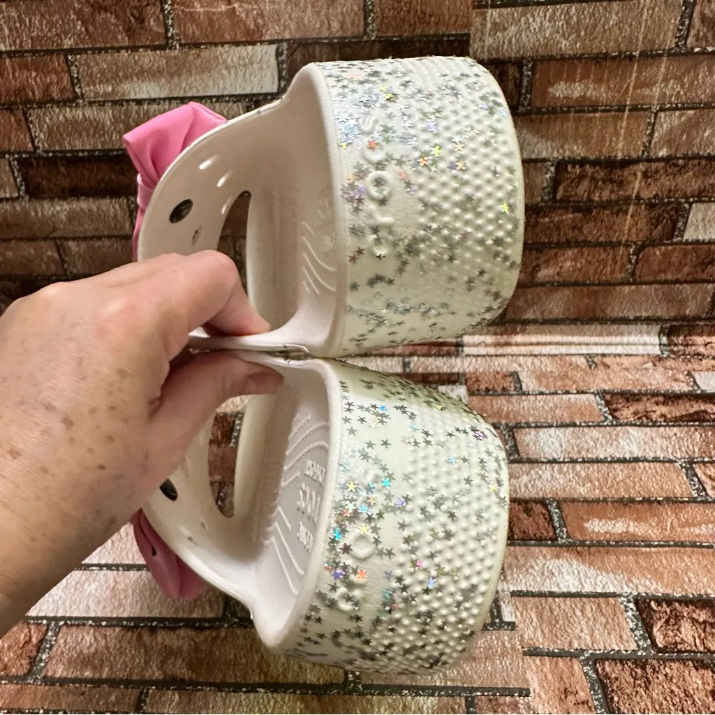 Women’s Glitter Slide Sandals with Pink Bow size 11 - Image 9