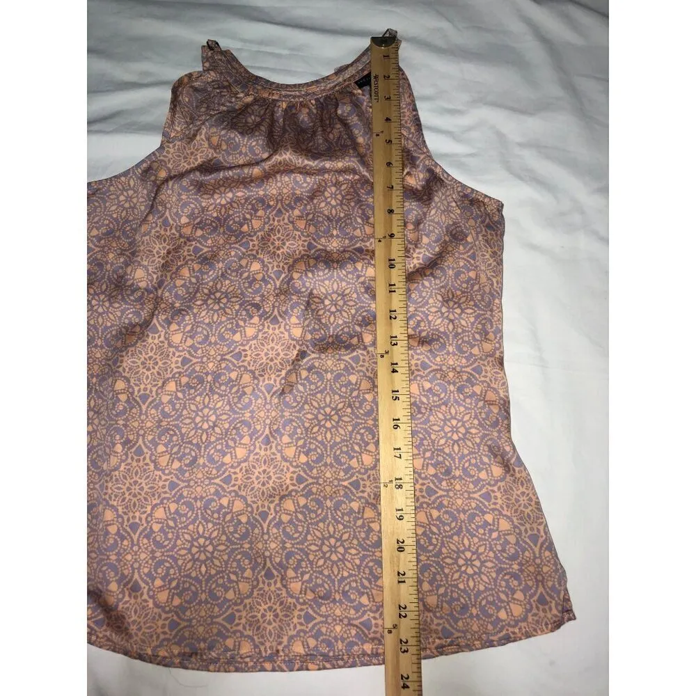 Y2K Top Size XS Halter Purple Orange Print Silky Neck Tie Sleeveless Limited - Image 7