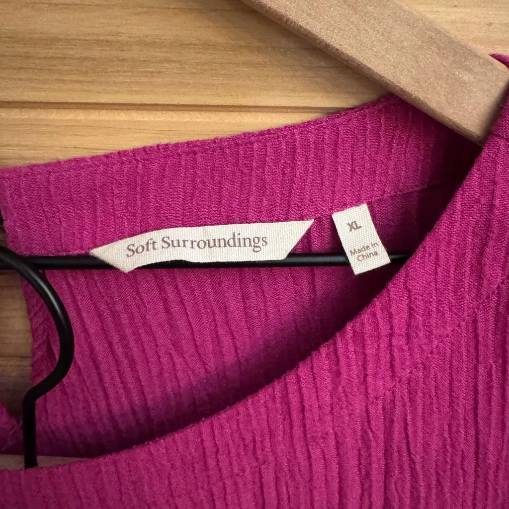 Soft Surroundings XL Magenta Oceo Tunic Wide Leg Gauze Textured Set Lagenlook - Image 12