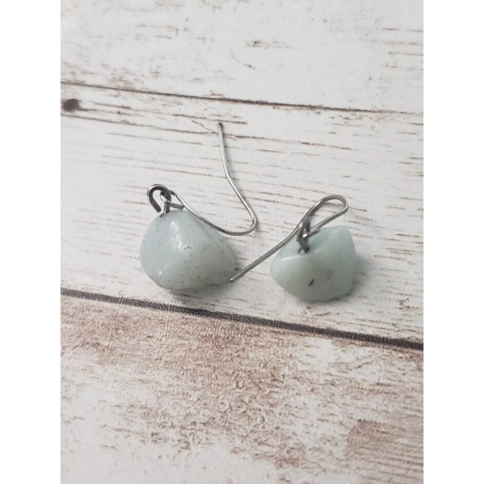Vintage Earrings For Pierced Ears Light Green Stone - Image 2