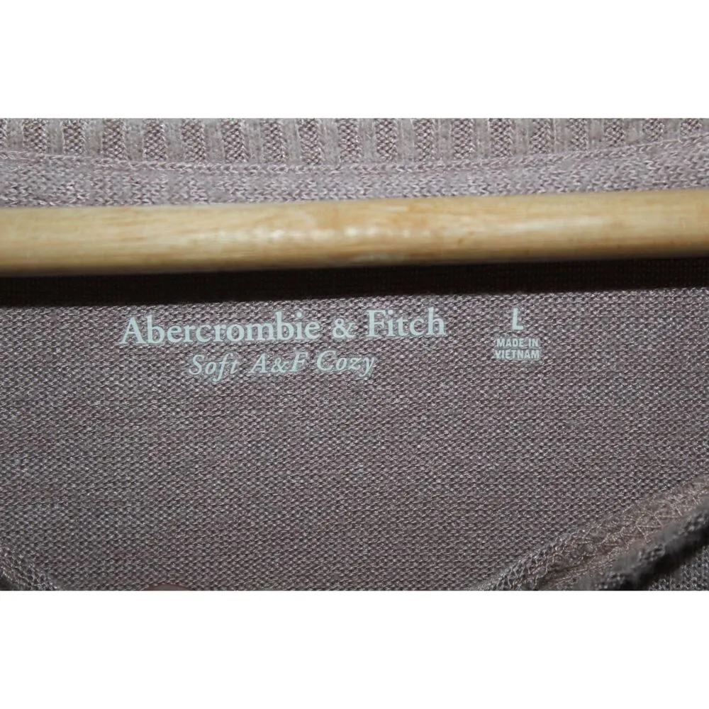 Womens Abercrombie & Fitch Soft AF Cozy Tan Ribbed Knit Crew Neck Sweater Size L - Image 3
